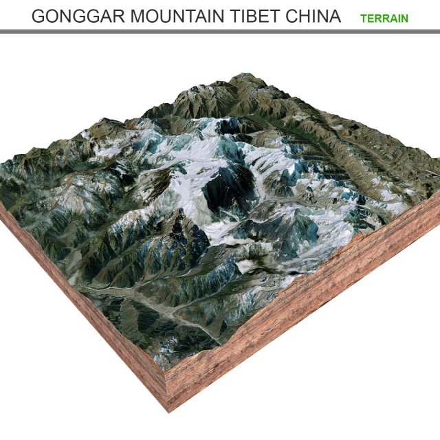 Gonggar Mountain Tibet China Terrain  3D Model .c4d .max .obj .3ds .fbx .lwo .lw .lws