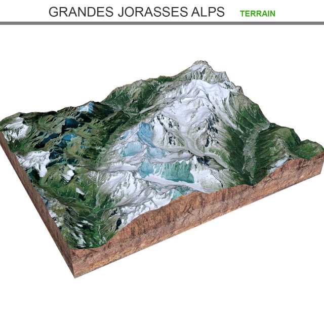 Grandes Jorasses Alps Terrain  3D Model .c4d .max .obj .3ds .fbx .lwo .lw .lws