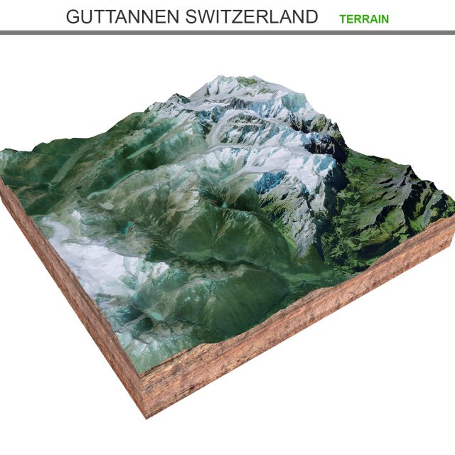 Guttannen Switzerland Terrain  3D Model .c4d .max .obj .3ds .fbx .lwo .lw .lws