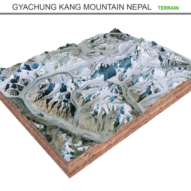 Gyachung Kang Mountain Nepal China Terrain  3D Model .c4d .max .obj .3ds .fbx .lwo .lw .lws