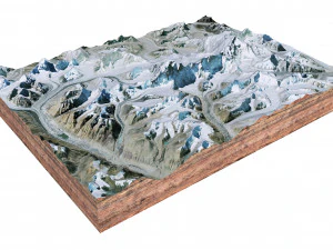 Gyachung Kang Mountain Nepal China Terrain 3D Model