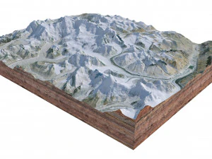 Gyachung Kang Mountain Nepal China Terrain 3D Model