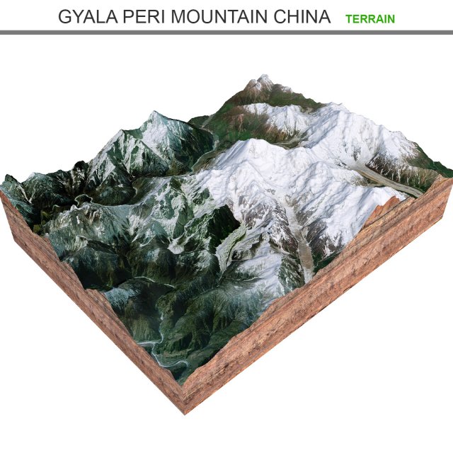 Gyala Peri Mountain China Terrain  3D Model .c4d .max .obj .3ds .fbx .lwo .lw .lws