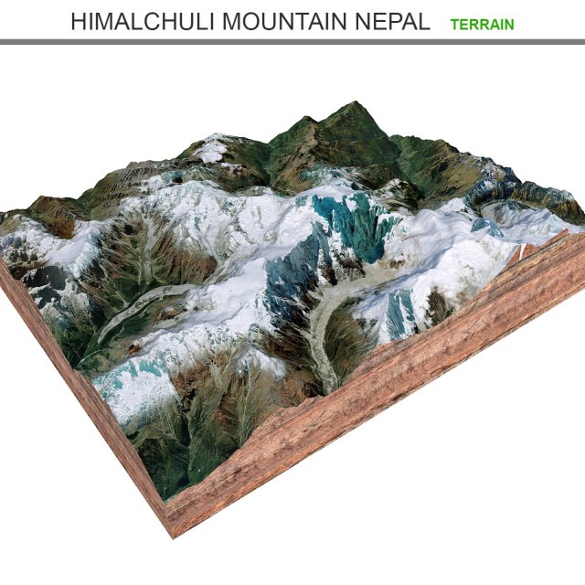 Himalchuli Mountain Nepal Terrain  3D Model .c4d .max .obj .3ds .fbx .lwo .lw .lws