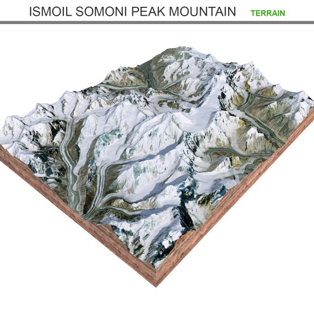Ismoil Somoni Peak Mountain Tajikistan Terrain  3D Model .c4d .max .obj .3ds .fbx .lwo .lw .lws