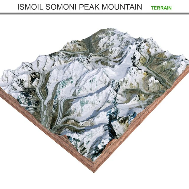 Ismoil Somoni Peak Mountain Tajikistan Terrain 3D Model .c4d .max .obj .3ds .fbx .stl .blend 