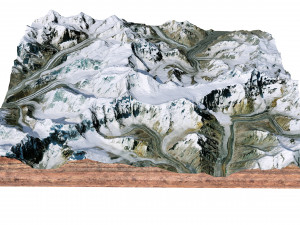 Ismoil Somoni Peak Mountain Tajikistan Terrain 3D Model