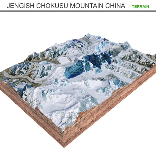 Jengish Chokusu Mountain China Terrain  3D Model .c4d .max .obj .3ds .fbx .lwo .lw .lws