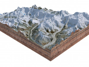 Jengish Chokusu Mountain China Terrain 3D Model