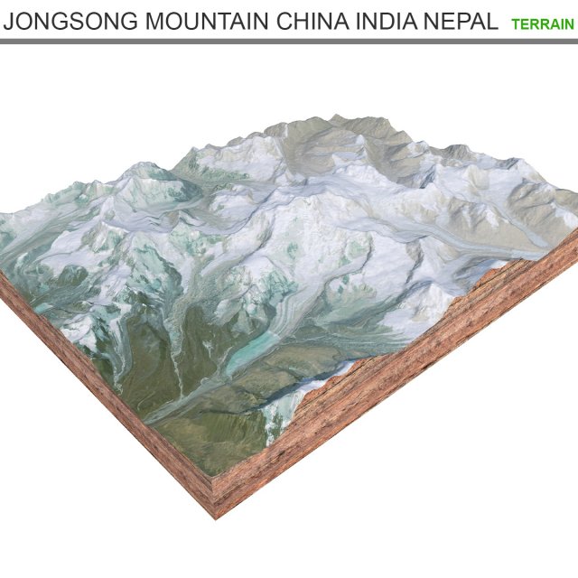 Jongsong Mountain China India Nepal Terrain 3D Model .c4d .max .obj .3ds .fbx .lwo .lw .lws