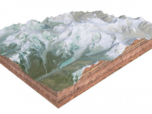 Jongsong Mountain China India Nepal Terrain 3D Модель