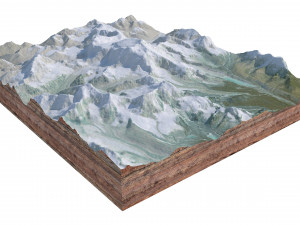 Jongsong Mountain China India Nepal Terrain 3D Модель