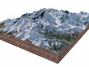 K2 Mountain Pakistan Terrain 3D Model