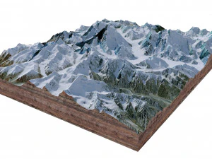K2 Mountain Pakistan Terrain 3D Model