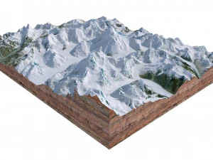 K2 Mountain Pakistan Terrain 3D Model