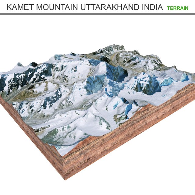 Kamet Mountain Uttarakhand India Terrain  3D Model .c4d .max .obj .3ds .fbx .lwo .lw .lws
