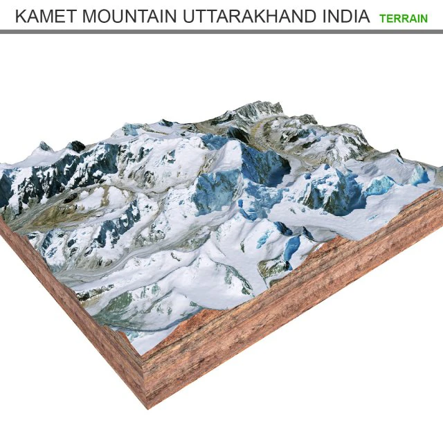 Kamet Mountain Uttarakhand India Terrain 3D Model .c4d .max .obj .3ds .fbx .stl .blend 