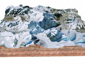 Kamet Mountain Uttarakhand India Terrain 3D Model