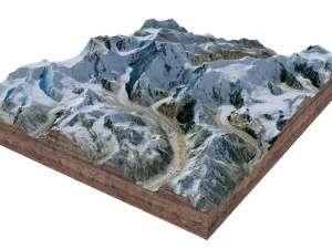 Kamet Mountain Uttarakhand India Terrain 3D Model