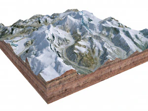 Kamet Mountain Uttarakhand India Terrain 3D Model