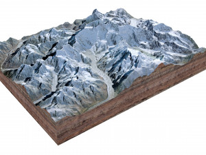 Kangchenjunga Mountain India Nepal Terrain 3D 模型