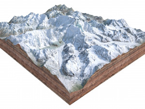 Kangchenjunga Mountain India Nepal Terrain 3D 模型