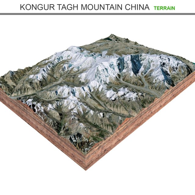 Kongur Tagh Mountain China Terrain 3D Model .c4d .max .obj .3ds .fbx .lwo .lw .lws