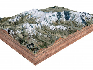 Kongur Tagh Mountain China Terrain 3D Model