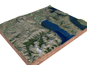 Lake Hawea New Zealand Terrain 3D Model