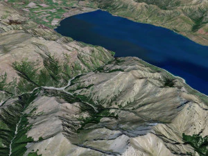 Lake Hawea New Zealand Terrain 3D Model