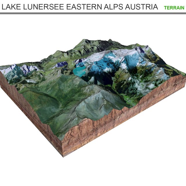 Lake Lunersee Eastern Alps Austria Pearl Terrain  3D Model .c4d .max .obj .3ds .fbx .lwo .lw .lws