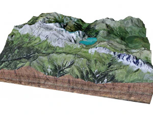 Озеро Лунерзеє Східні Альпи Австрія Перлина 3D Модель