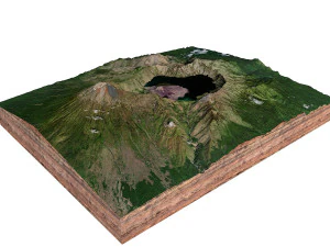 Terreno del lago Segara Anak Indonesia Modello 3D