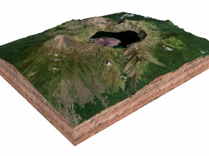 Lake Segara Anak Indonesia Terrain 3D Model
