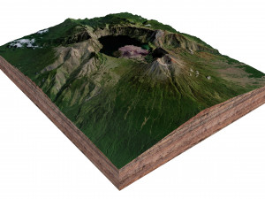 Lake Segara Anak Indonesia Terrain 3D Model