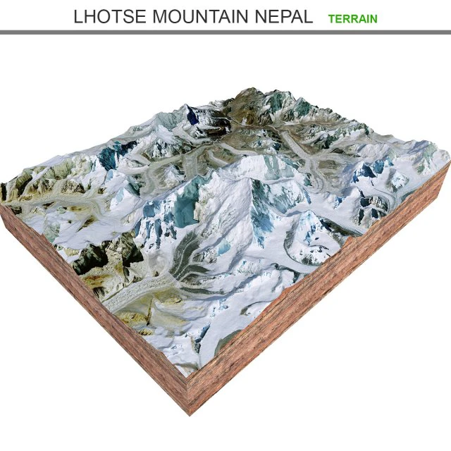 Lhotse Mountain Nepal Terrain 3D Model .c4d .max .obj .3ds .fbx .stl .blend