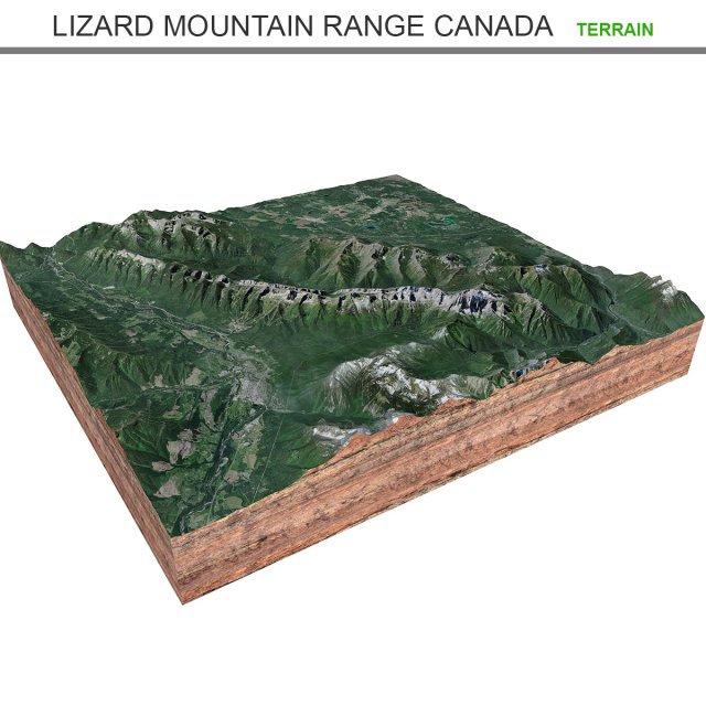 Lizard Mountain Range Canada Terrain  3D Model .c4d .max .obj .3ds .fbx .lwo .lw .lws