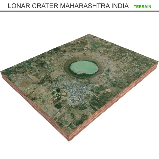 Lonar Crater Maharashtra India Terrain  3D Model .c4d .max .obj .3ds .fbx .lwo .lw .lws
