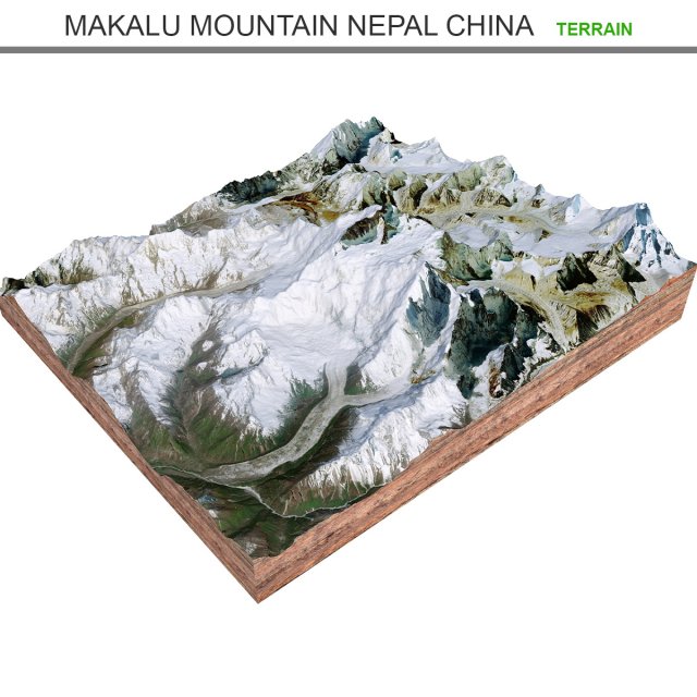 Makalu Mountain Nepal China Terrain  3D Model .c4d .max .obj .3ds .fbx .lwo .lw .lws