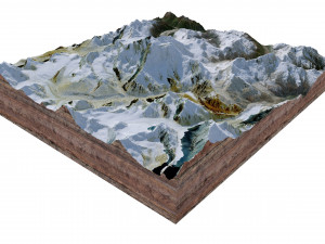 Makalu Mountain Nepal China Terrain Modèle 3D