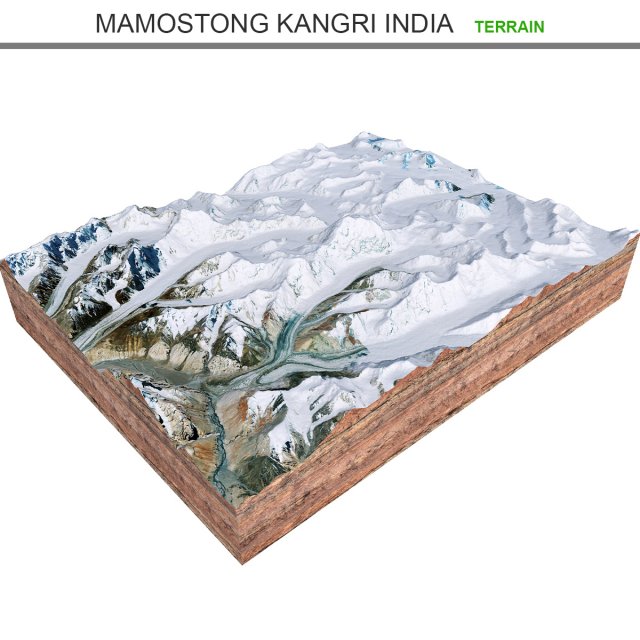 Mamostong Kangri India Terrain  3D Model .c4d .max .obj .3ds .fbx .lwo .lw .lws