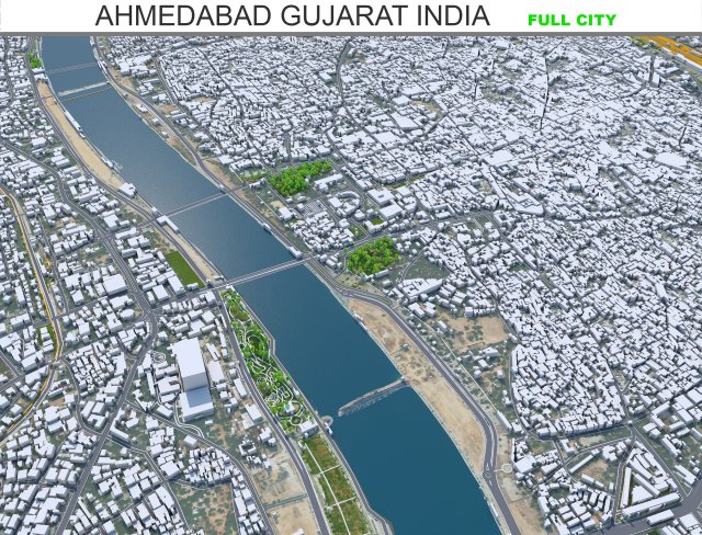 Ahmedabad city Gujarat India 3D Модель .c4d .max .obj .3ds .fbx .stl .blend 