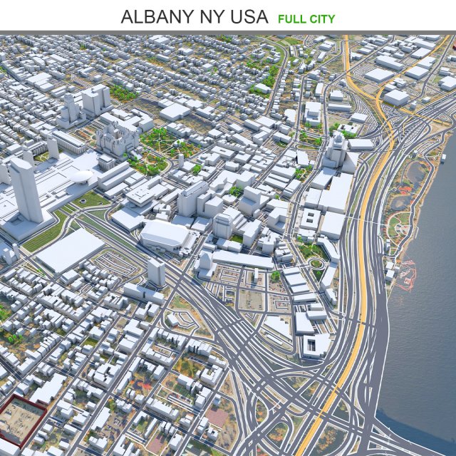 Albany NY USA city  3D Model .c4d .max .obj .3ds .fbx .lwo .lw .lws