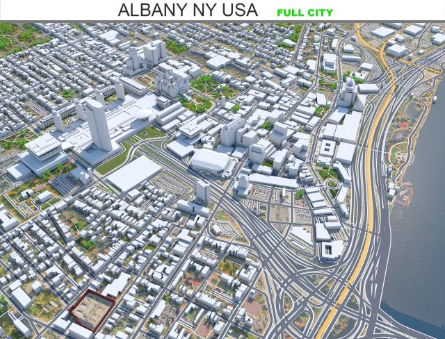 Albany NY USA city 3D Model .c4d .max .obj .3ds .fbx .stl .blend 