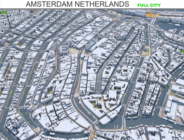 Amsterdam city Netherlands 3D Model .c4d .max .obj .3ds .fbx .stl .blend 