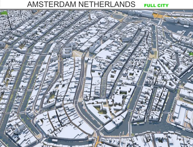 Amsterdam city Netherlands 3D Model .c4d .max .obj .3ds .fbx .stl .blend