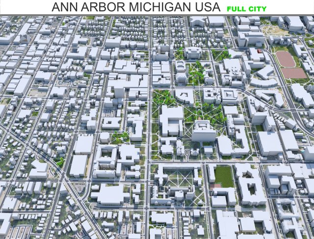 Ann Arbor city Michigan USA 30km Modelo 3D .c4d .max .obj .3ds .fbx .stl .blend 