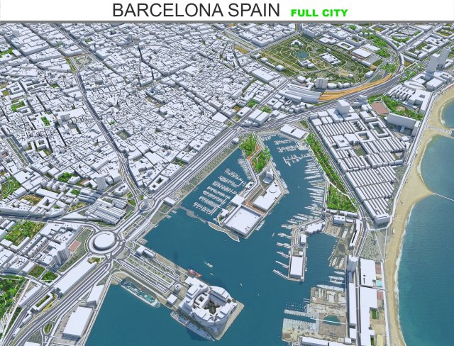 Barcelona city Spain 50km Modelo 3D .c4d .max .obj .3ds .fbx .stl .blend 