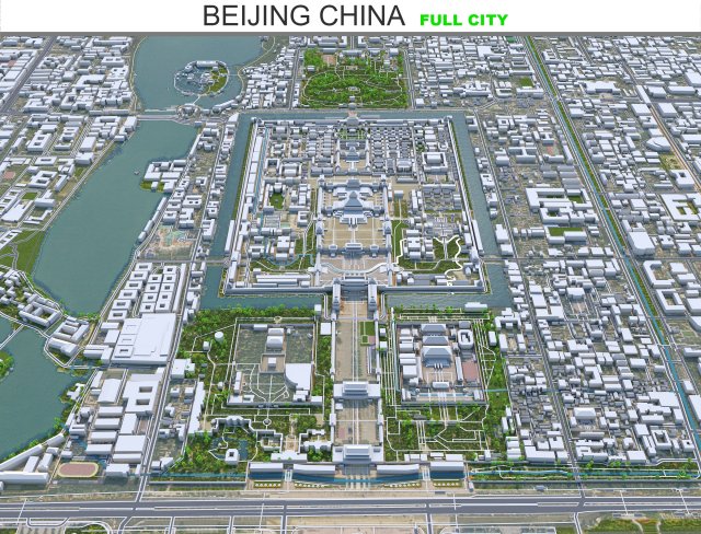 Beijing city China 60km 3D मॉडल .c4d .max .obj .3ds .fbx .stl .blend 