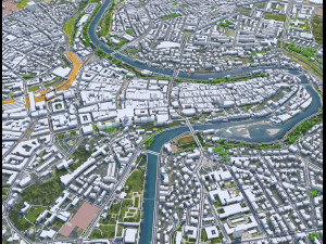 Bern city Switzerland 35km 3D Model